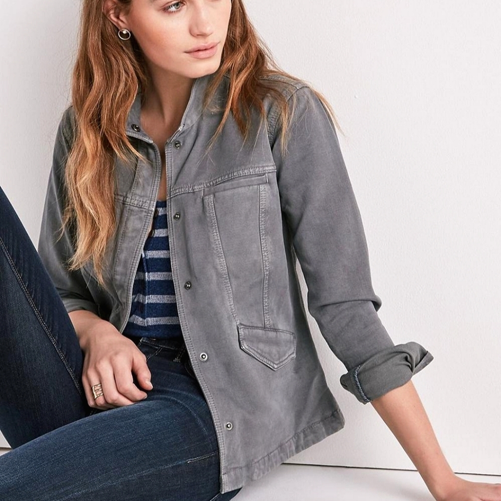 Lucky Brand Charcoal Grey Washed Utility Jacket